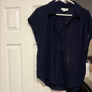Universal Thread Dark Blue Pinstripe Button Down Shirt